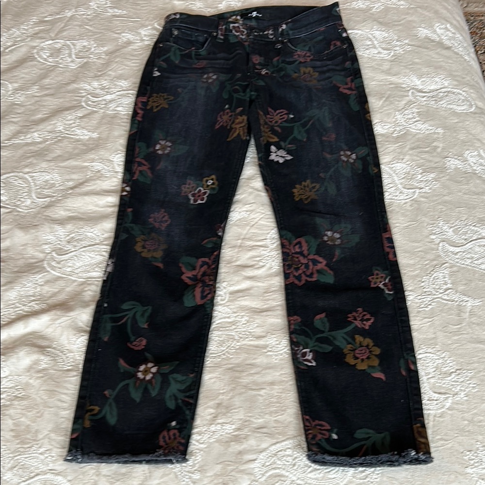 7 For All Mankind Green and Black Straight Leg Jeans